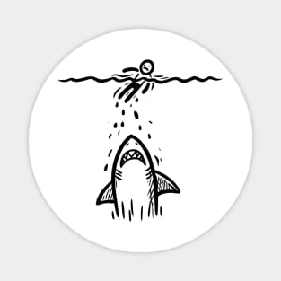 Stick Figure of a Shark in Black Ink Magnet